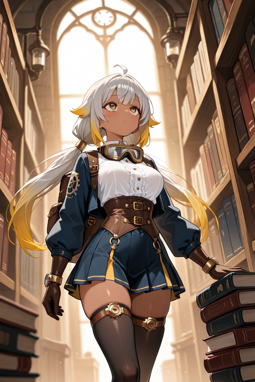 629 王立図書館に来たスチームパンクの子 | の人気AIイラスト・グラビア