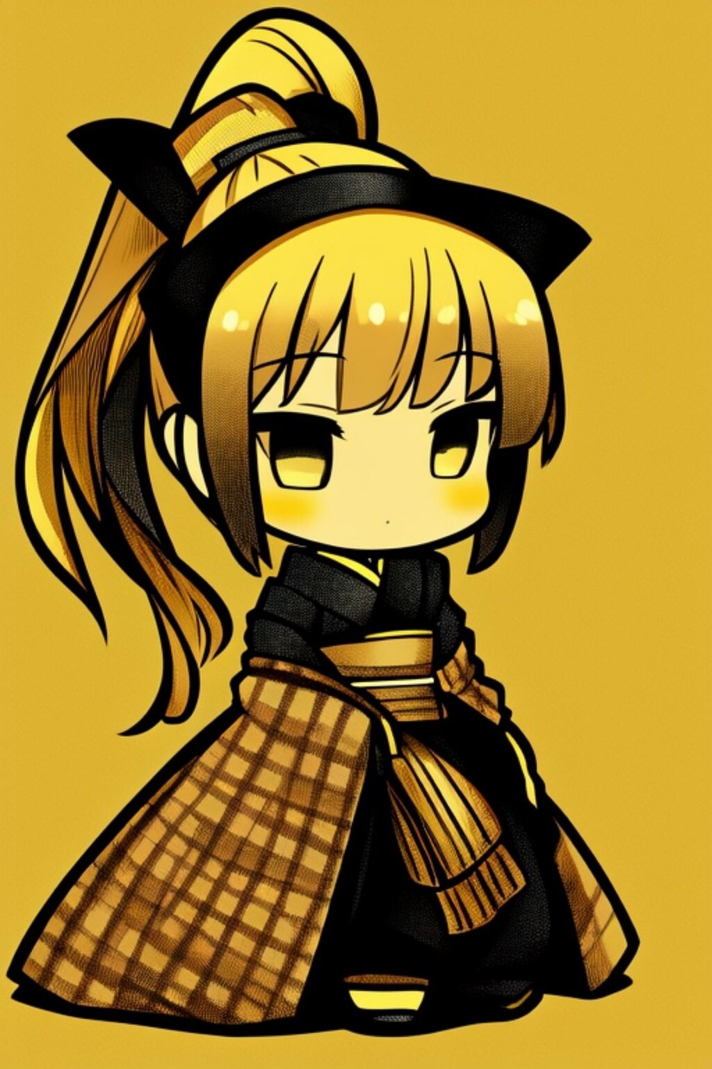 黄色と黒の着物ちゃん