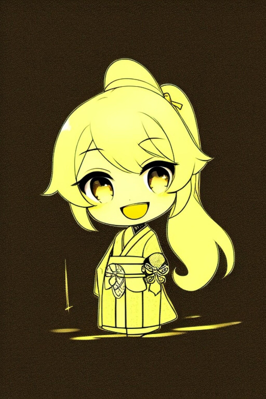 黄色と黒の着物ちゃん