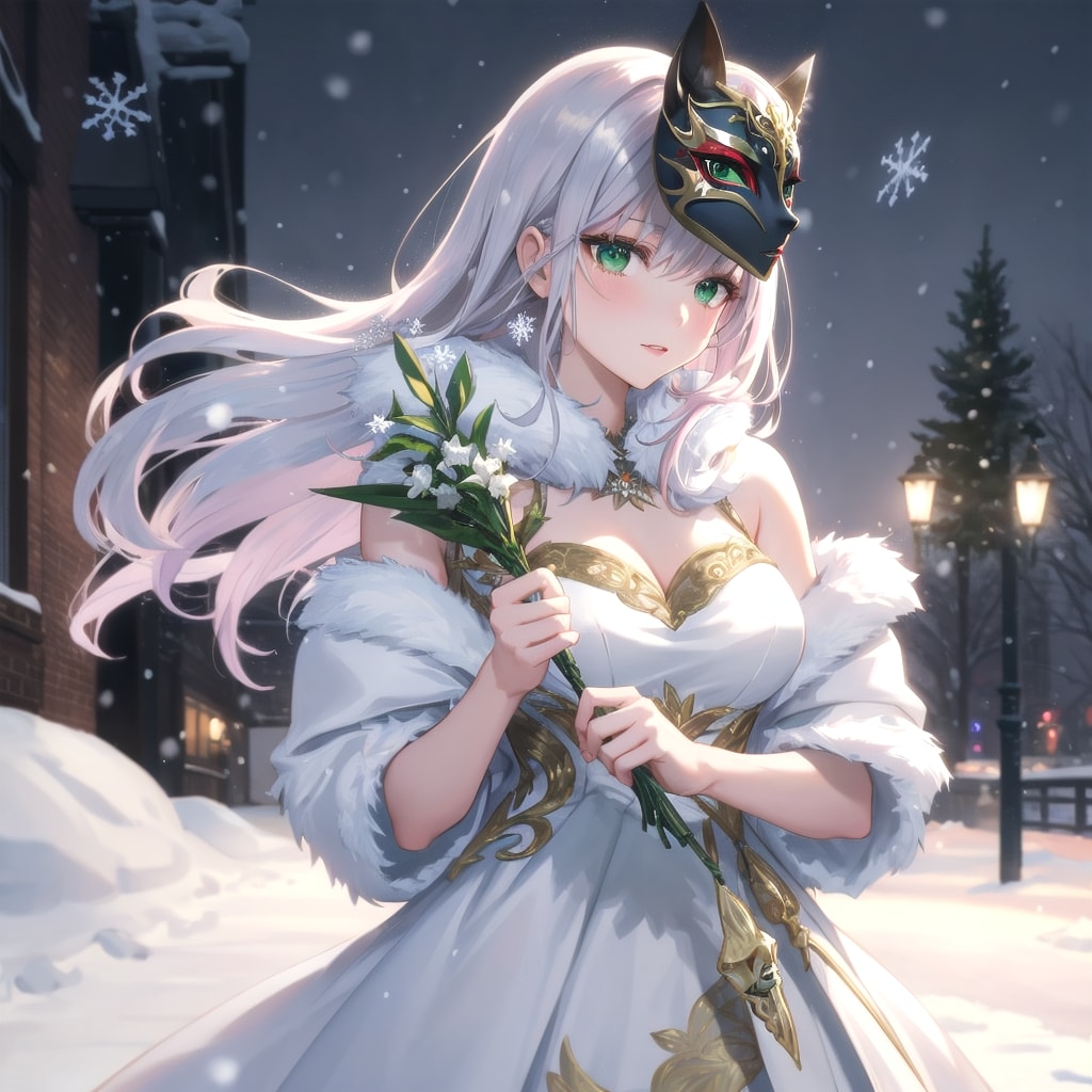 Elegant Winter Formal with a Mask