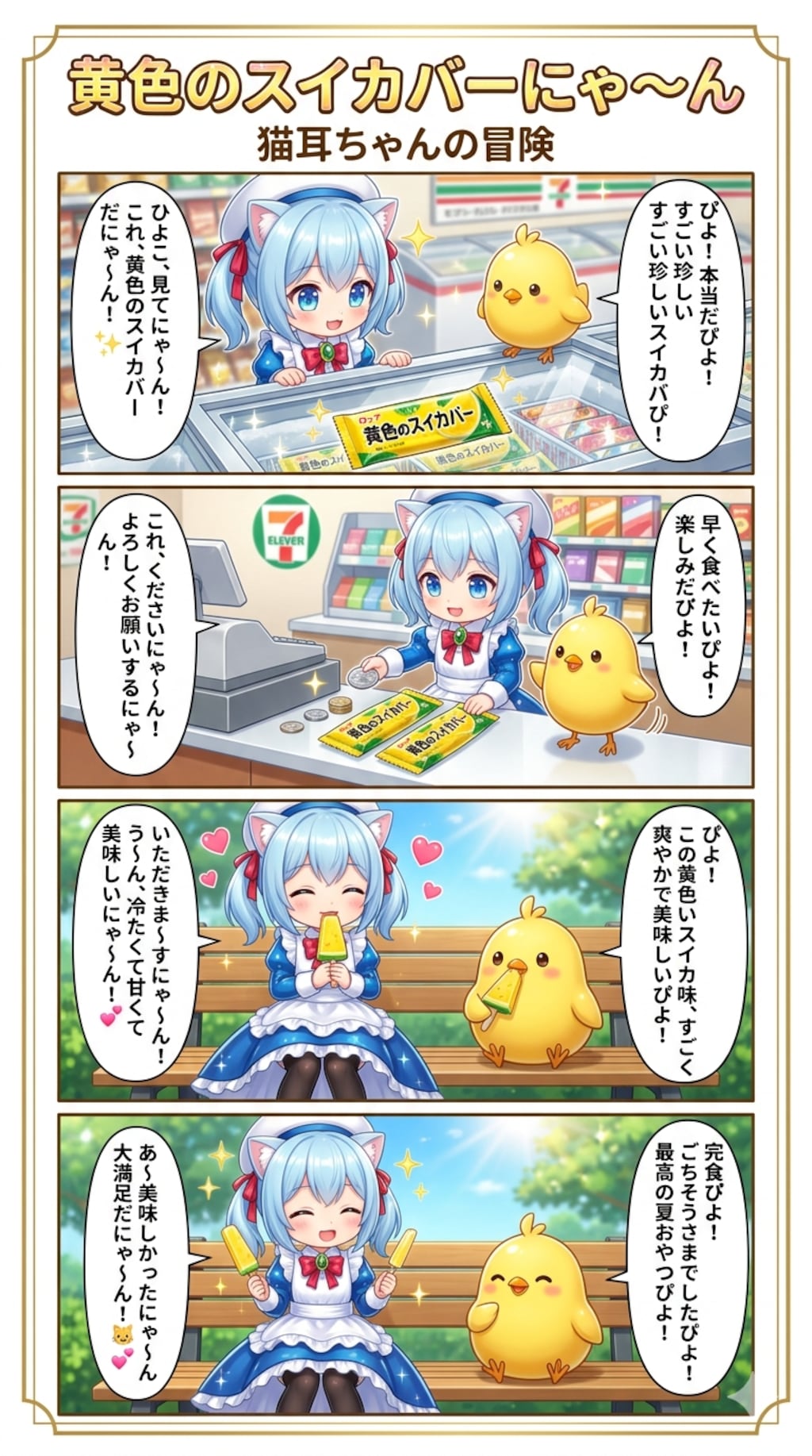 黄色のスイカバーにゃ〜ん
