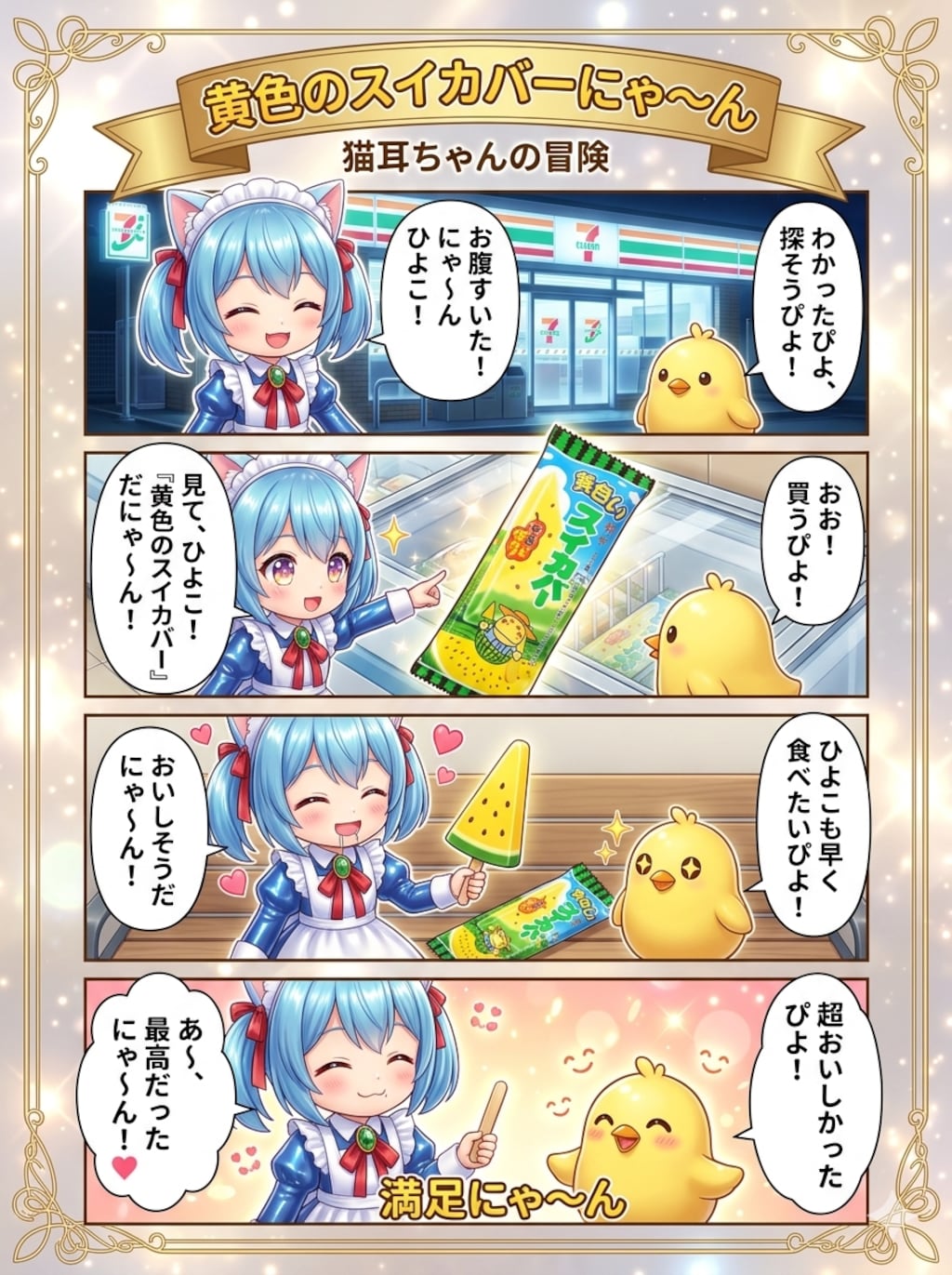 黄色のスイカバーにゃ〜ん