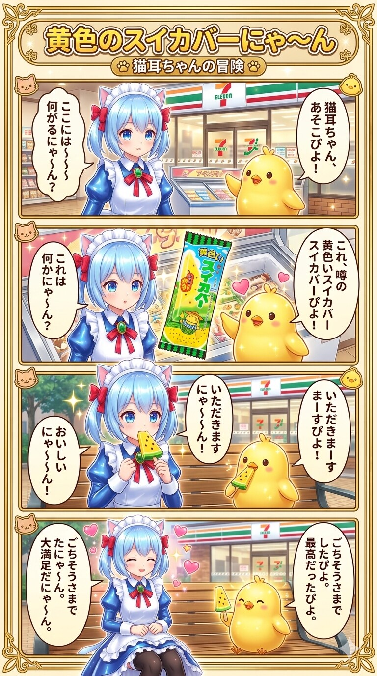 黄色のスイカバーにゃ〜ん