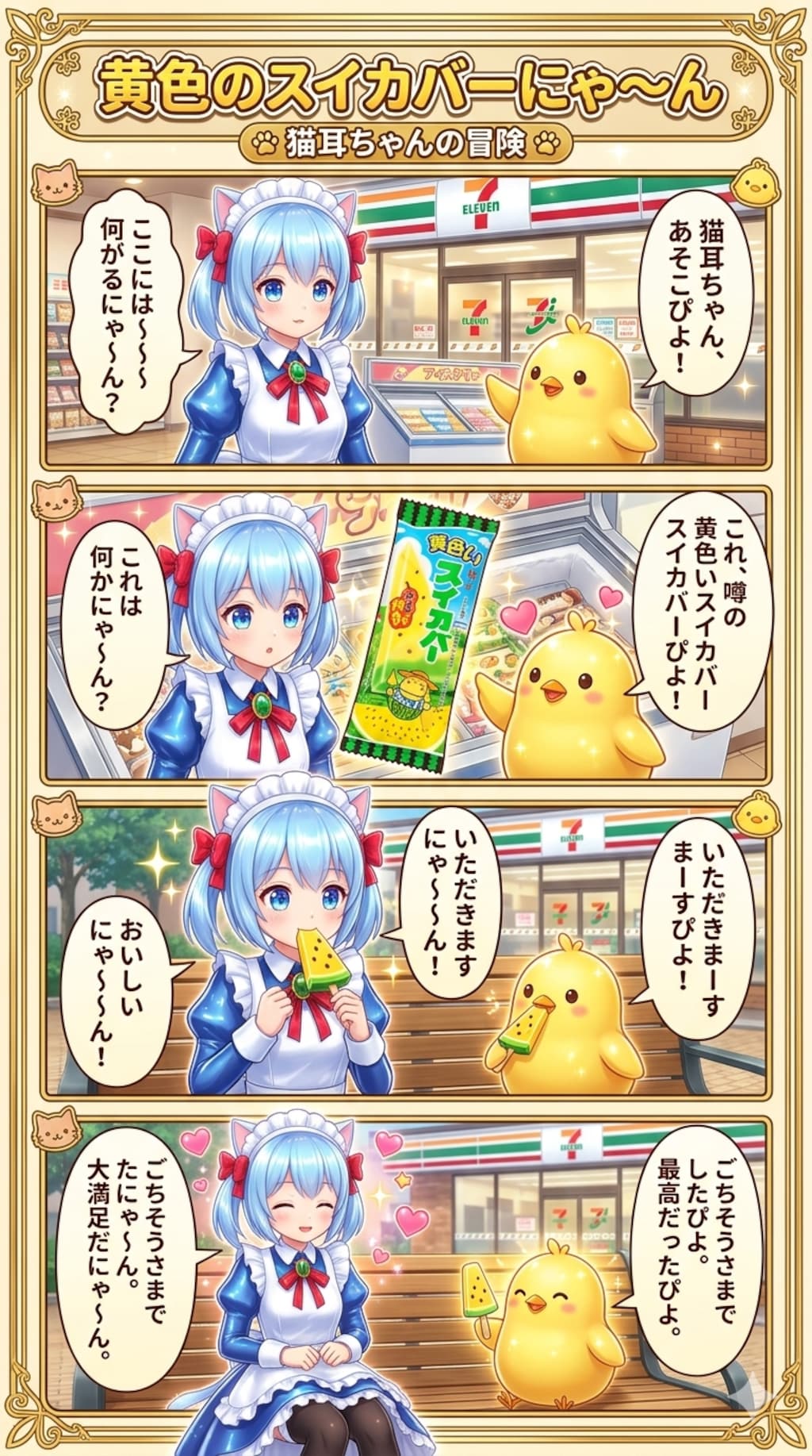 黄色のスイカバーにゃ〜ん