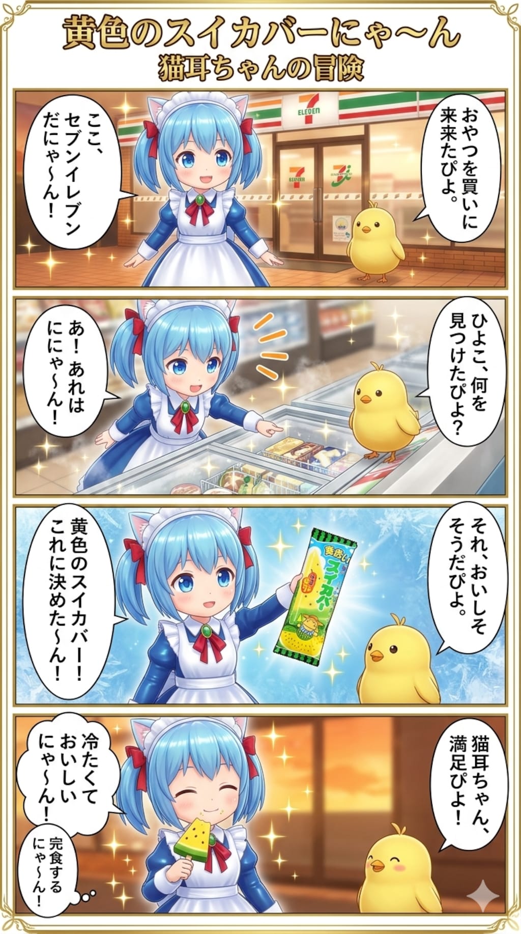 黄色のスイカバーにゃ〜ん