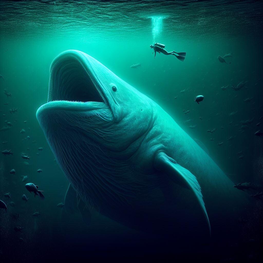 ダイバーの前に現れた巨大深海生物