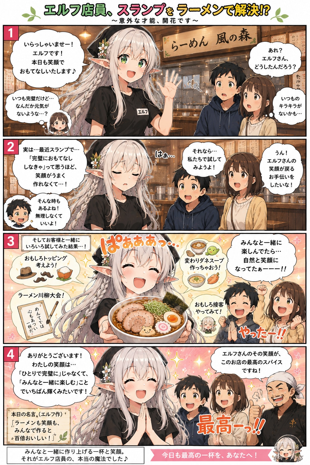 ラーメ屋で働くエルフの女の子