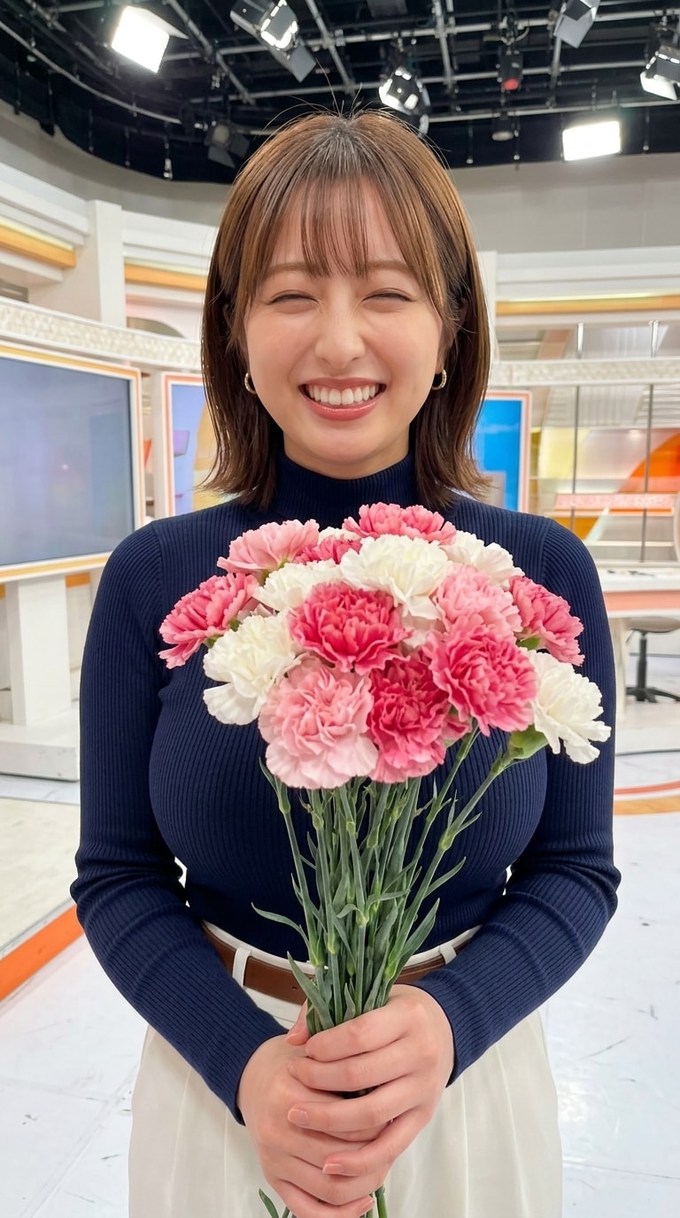 地方局アナウンス部から花束を