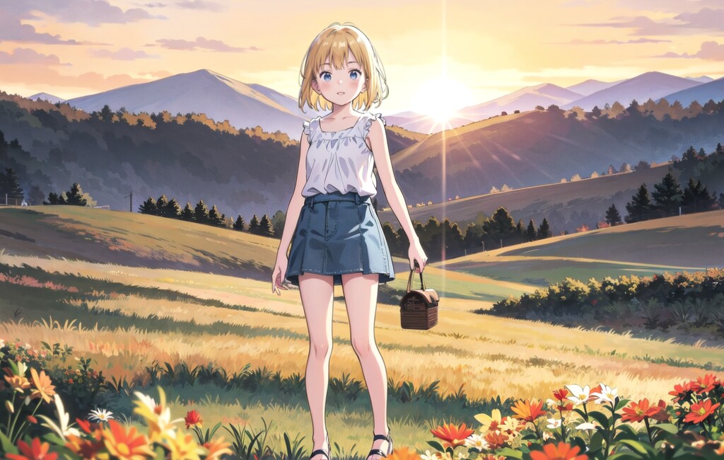 夕焼けの金髪ちゃん