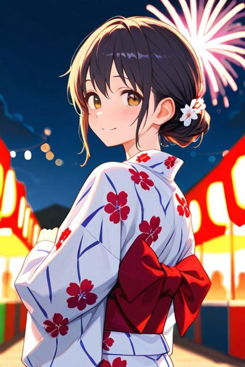 お祭りと花火と浴衣