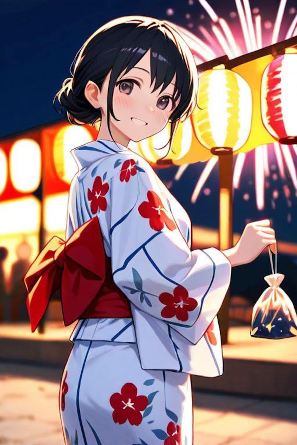 お祭りと花火と浴衣