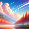 秋の空と飛行機雲 4枚目