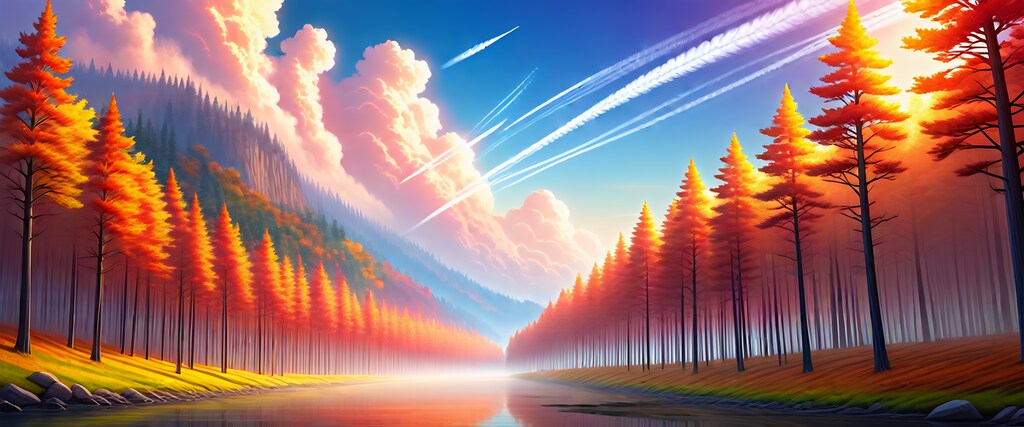 秋の空と飛行機雲