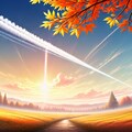 秋の空と飛行機雲 2枚目