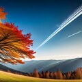 秋の空と飛行機雲 3枚目