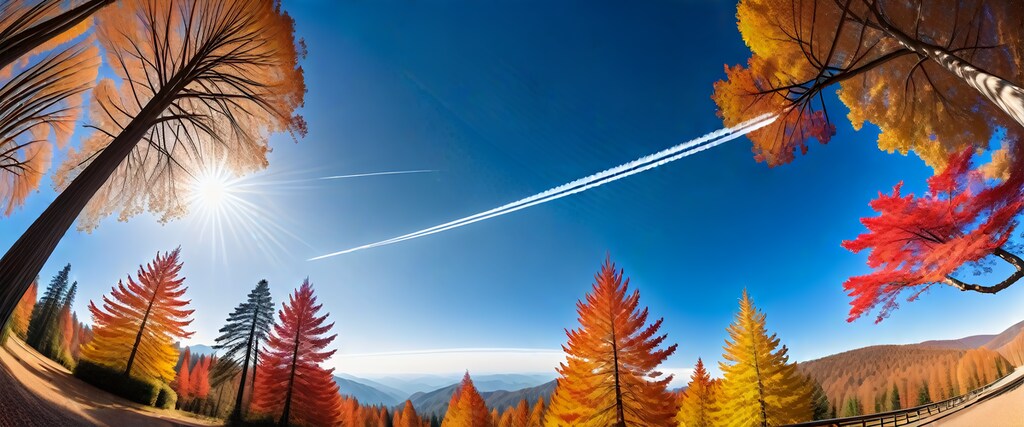 秋の空と飛行機雲