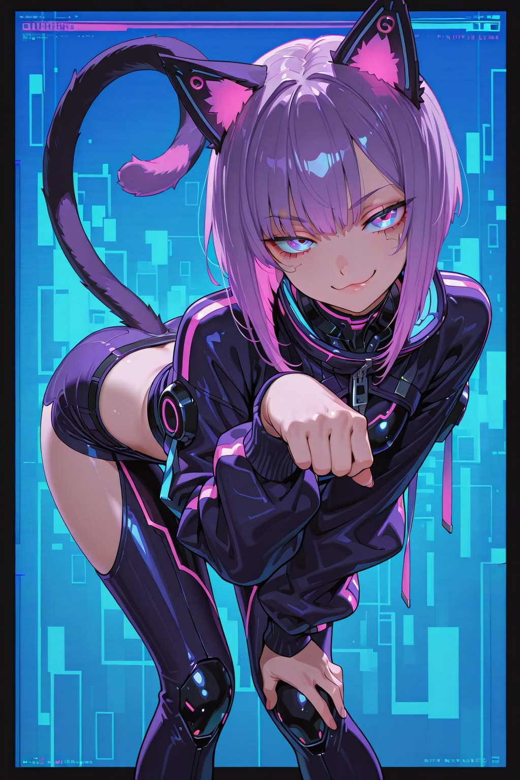 サイバーパンク猫娘 | の人気AIイラスト・グラビア