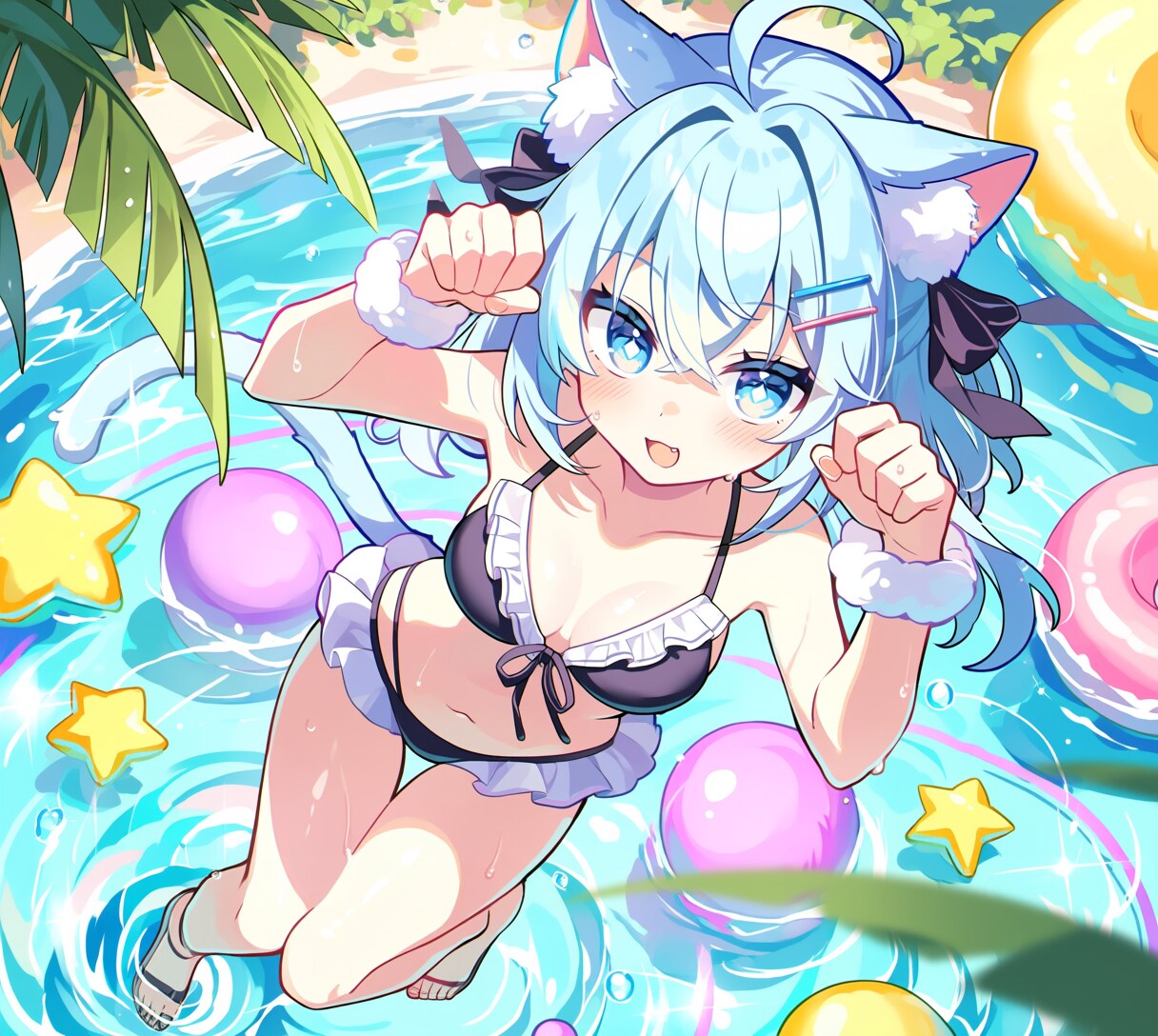 色や画風が異なる猫娘たち