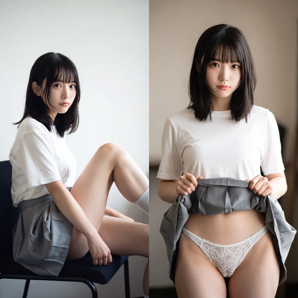 スカートの中見せて