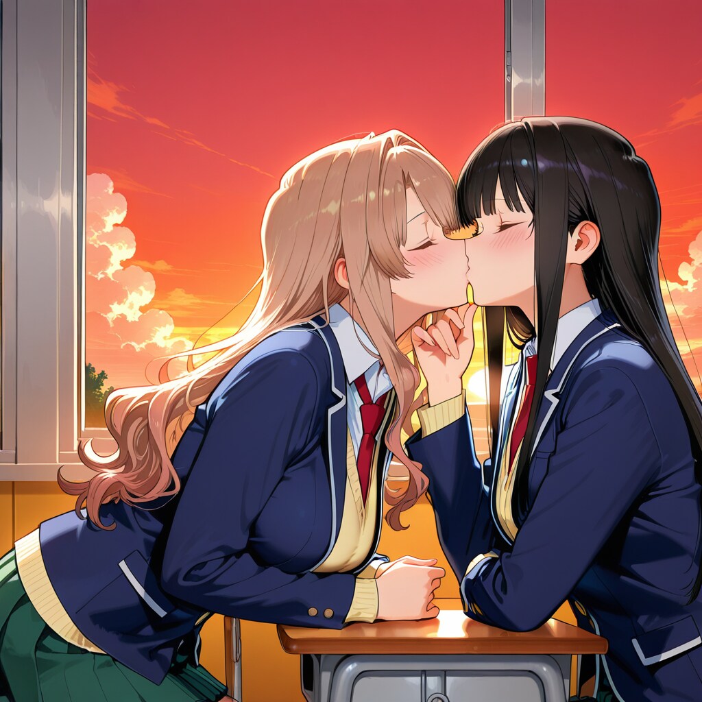 放課後の教室の美少女2人 | の人気AIイラスト・グラビア