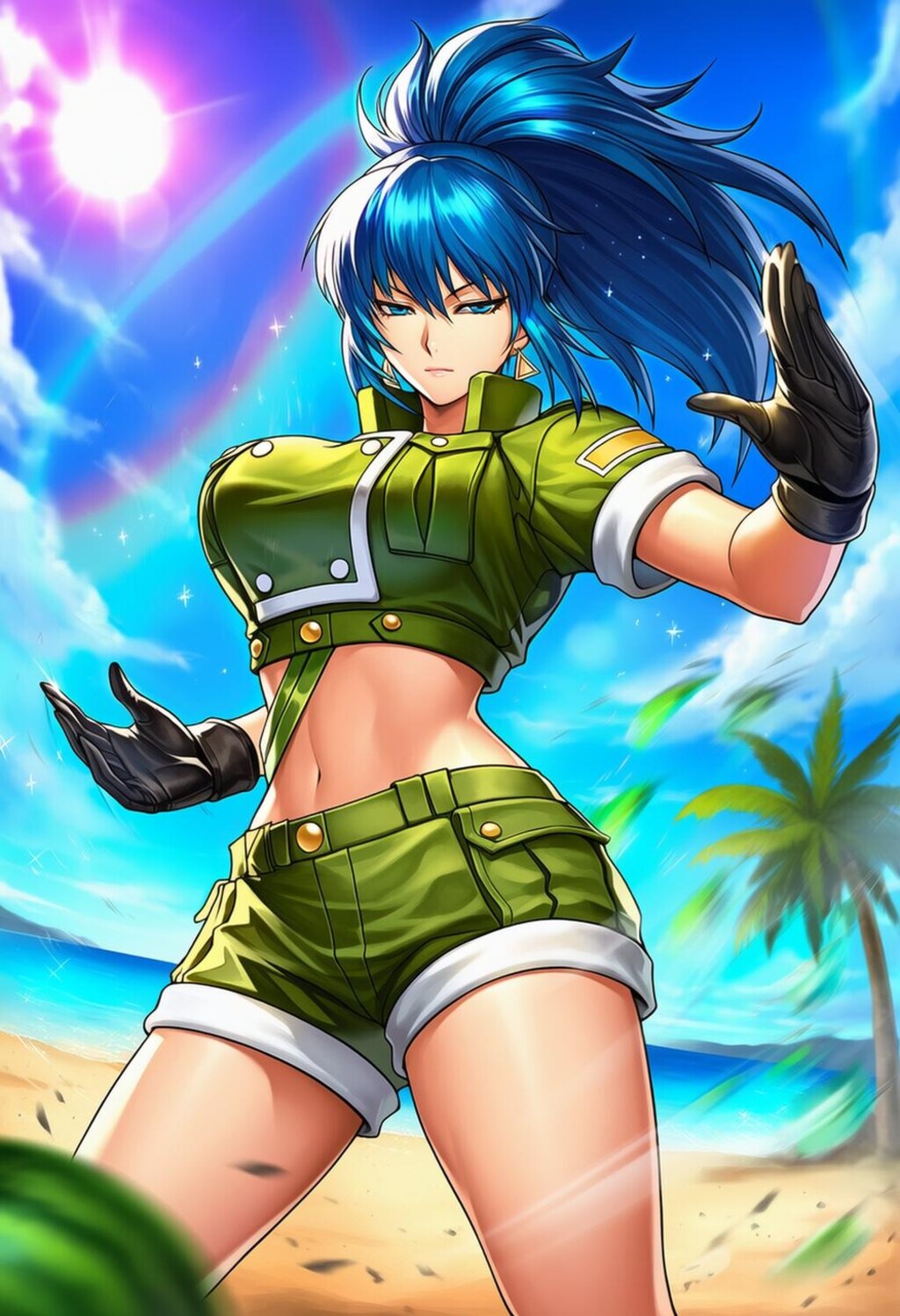 スイカ割り＆迷彩ビキニ水着コスプレ軍人妻