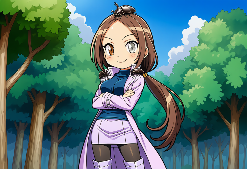 カブトムシを捕まえてウキウキな令子