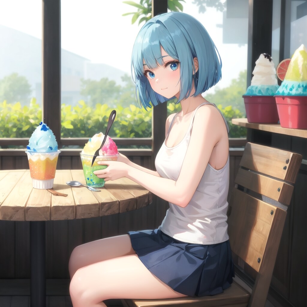 かき氷カフェのひととき | の人気AIイラスト・グラビア