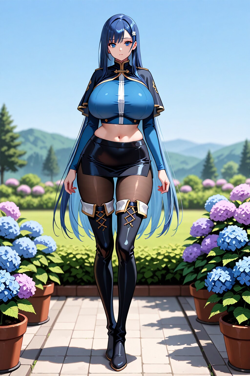 青髪ロングの娘　紫陽花編