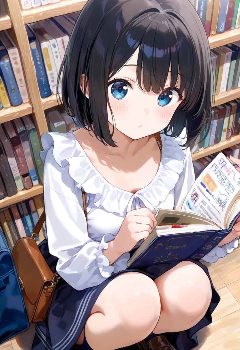 図書館で出会った少女(水彩タッチ)(3)
