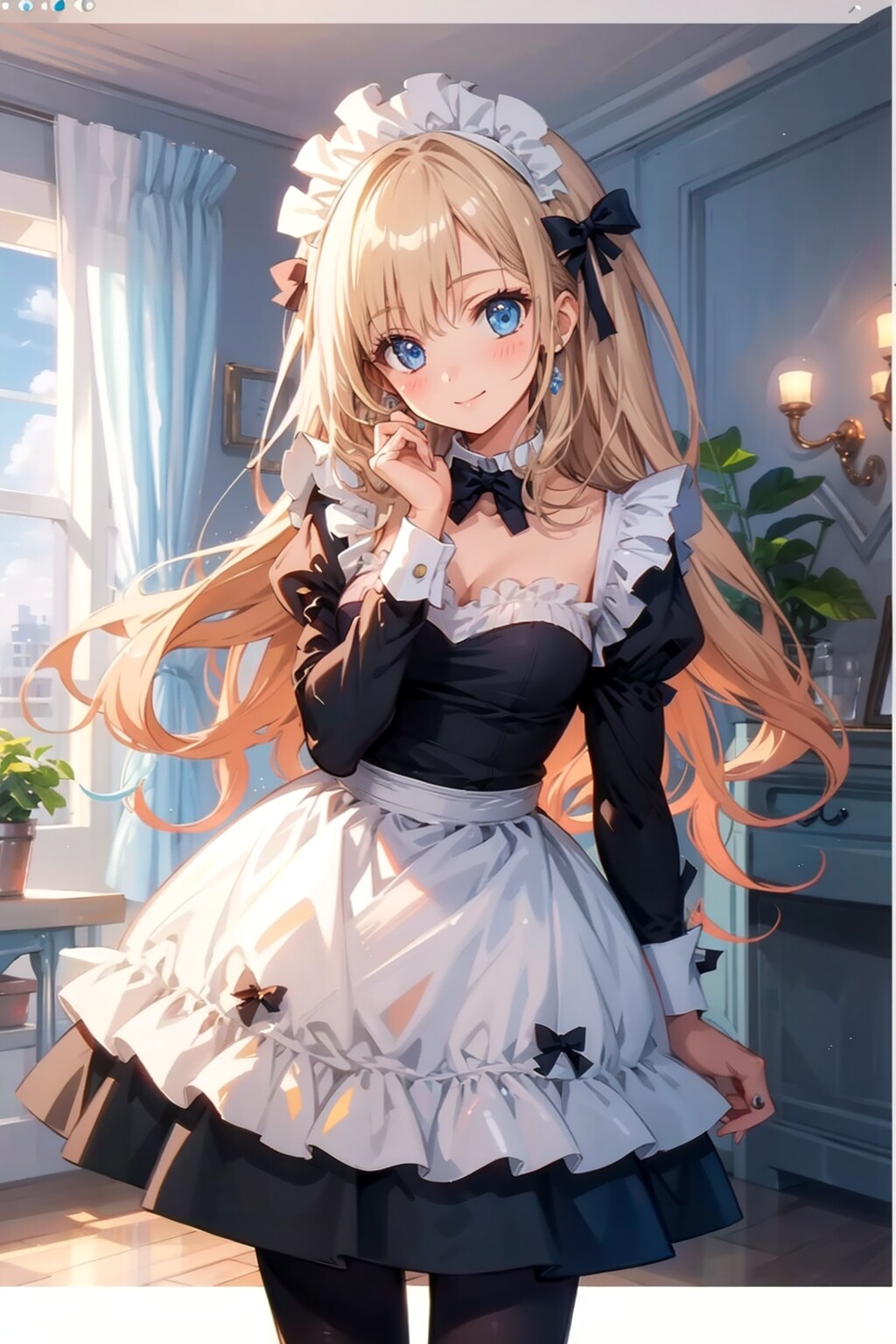 ロングヘアの美少女メイド