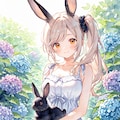 紫陽花と2人 🦊×🐇 3枚目