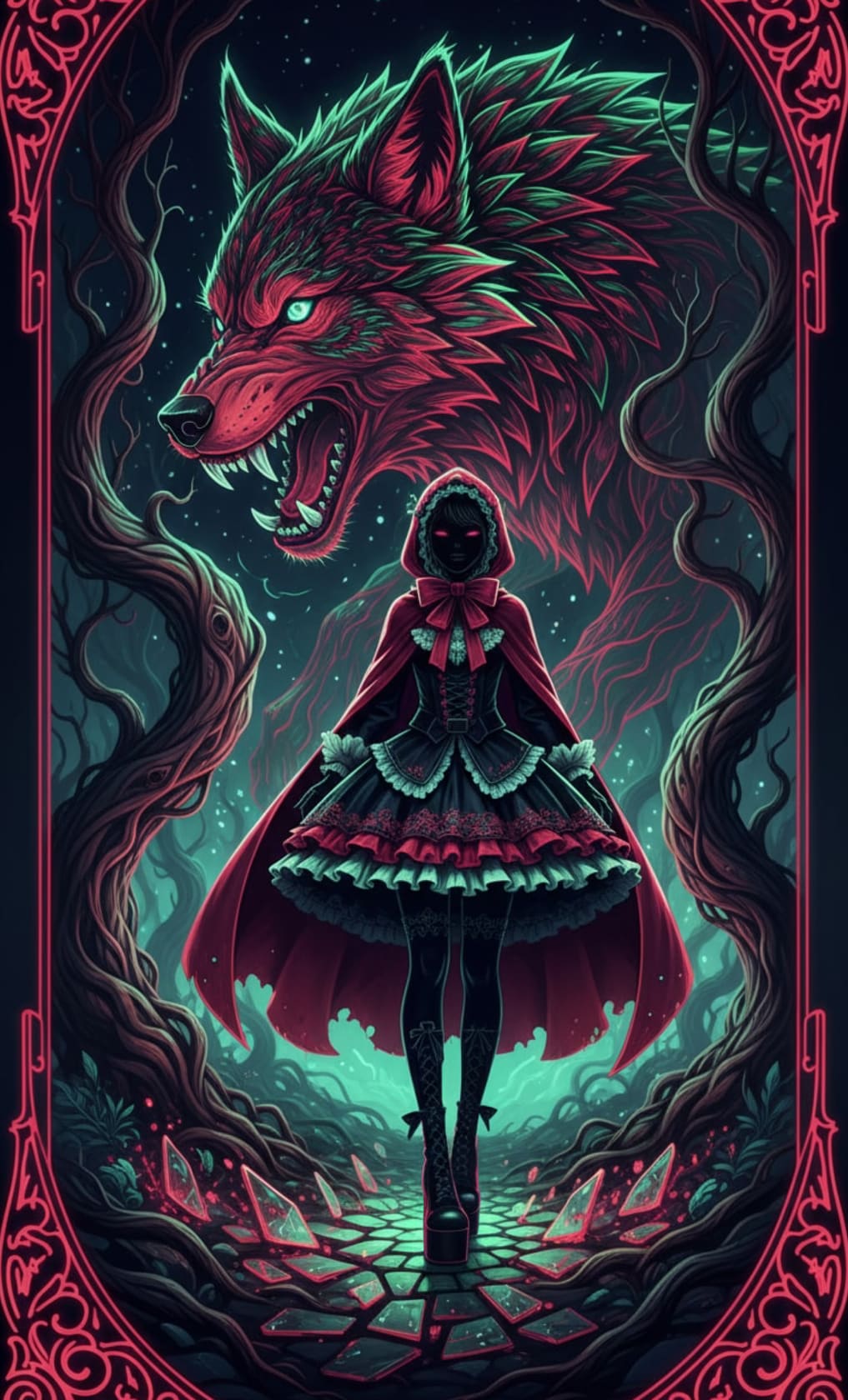 Gothic Lolita Little Red Riding Hood in Forest | の人気AIイラスト・グラビア