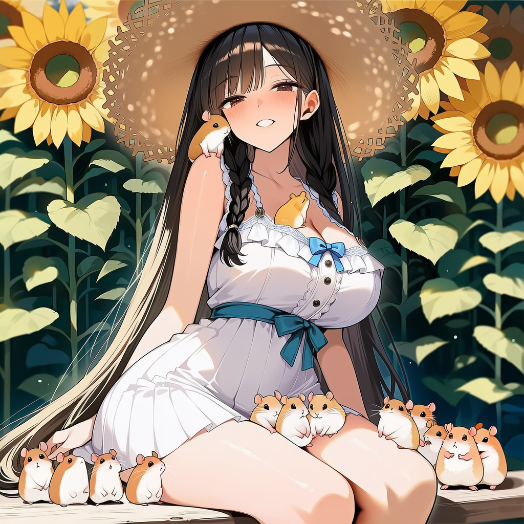 ひまわりとハム