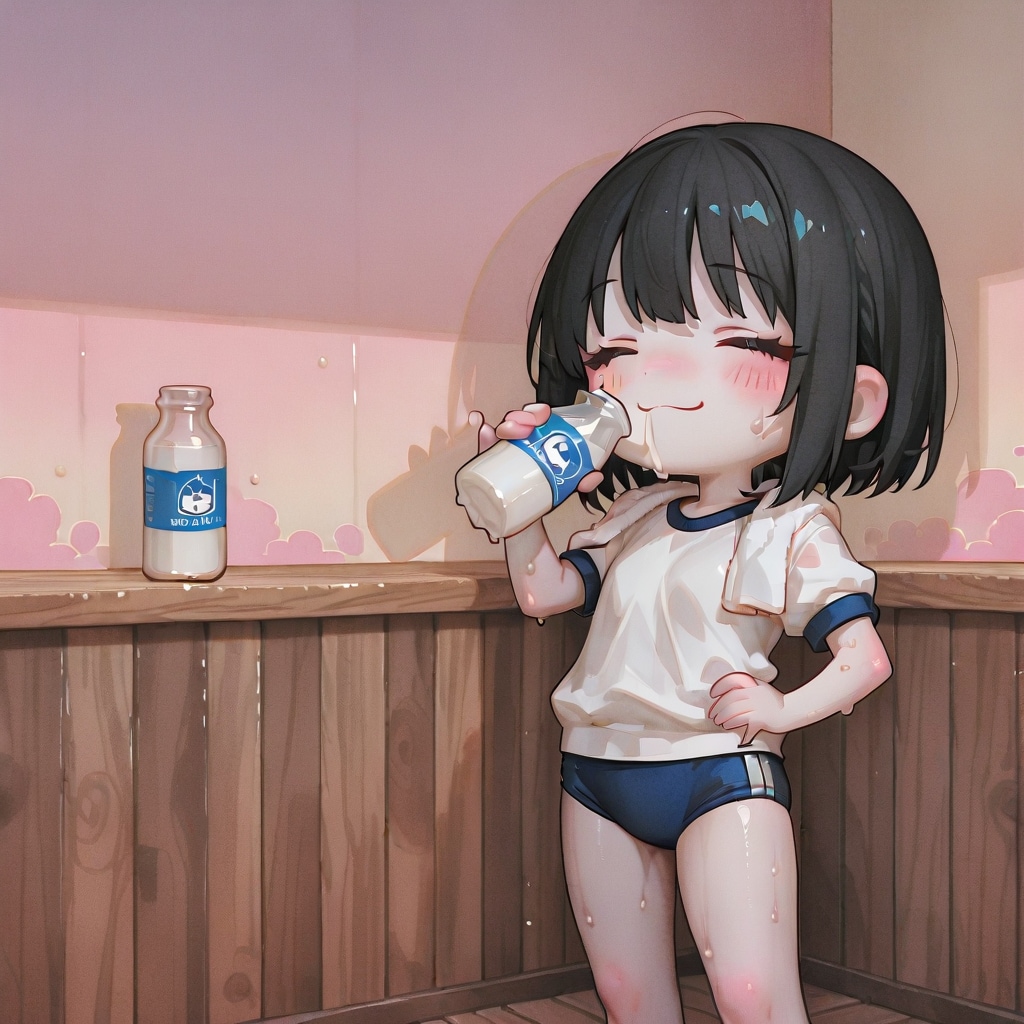風呂上がり牛乳女学生