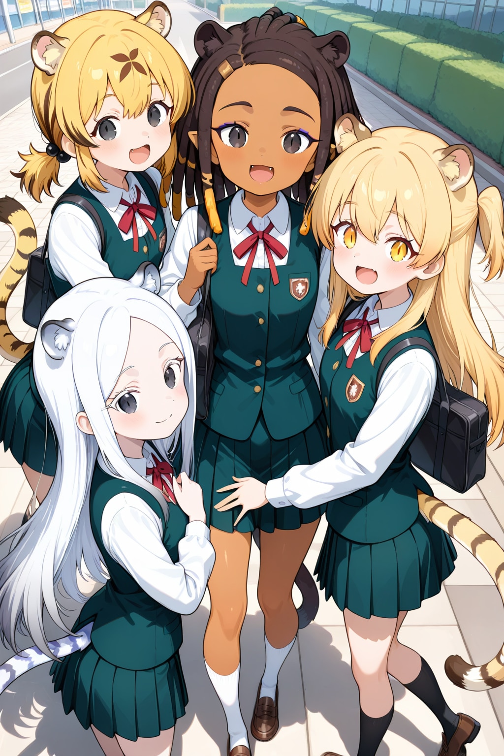 feline girls on their way to school 02