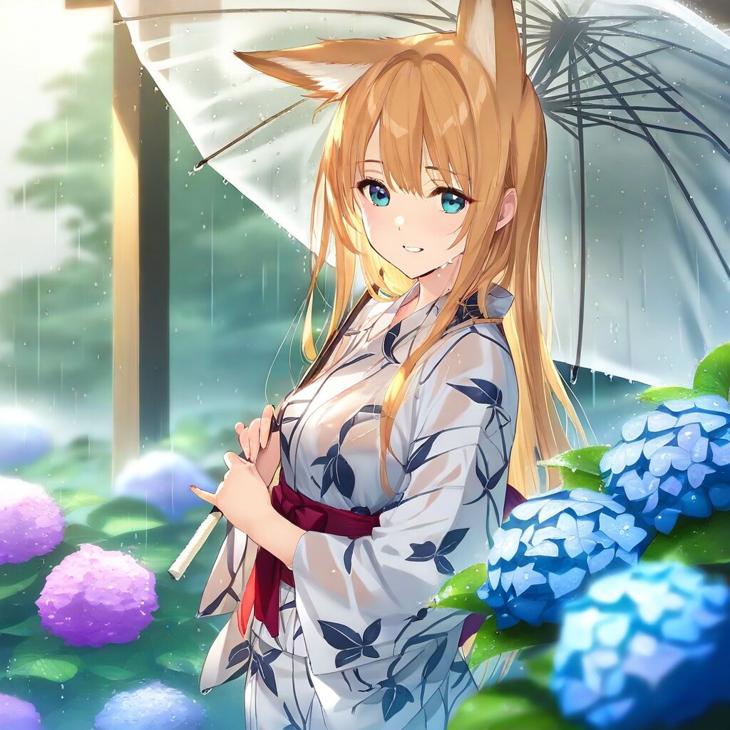 狐娘と梅雨 | の人気AIイラスト・グラビア