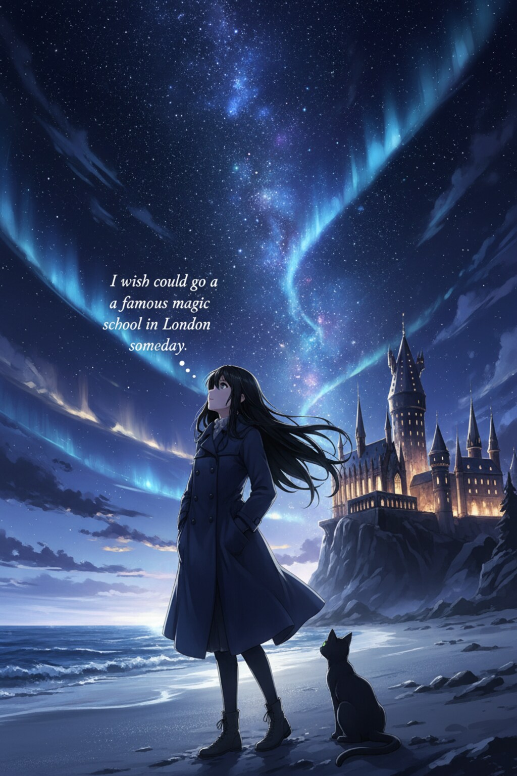 砂浜の魔女と星空　by Gemini