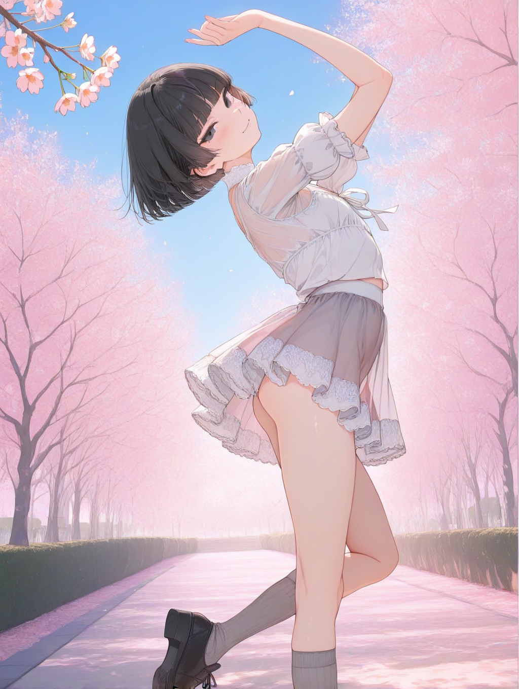 美央とサクラ_ボブカット