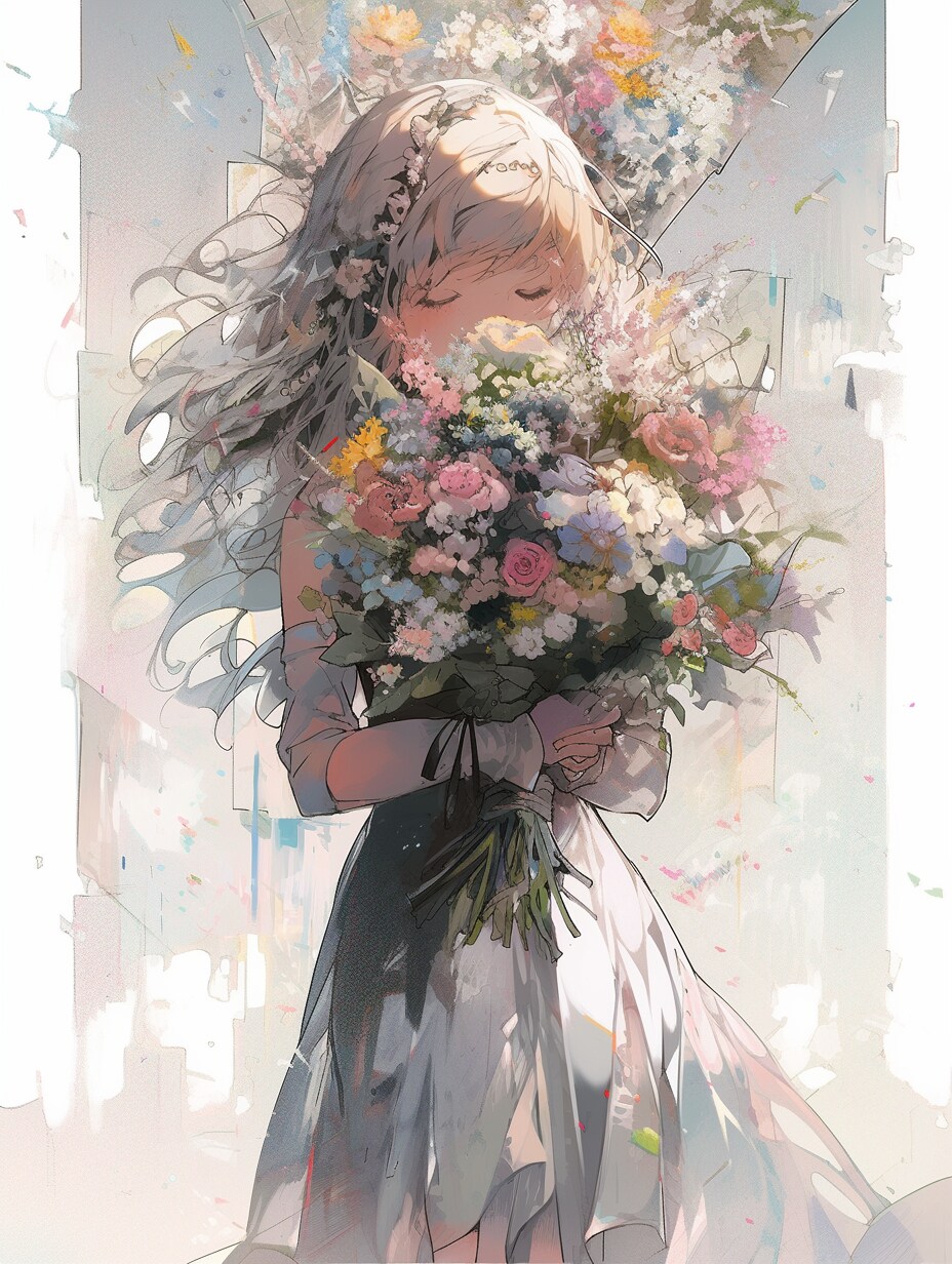 花と幸せを運ぶ天使 Angel Bringing Flowers and Happiness