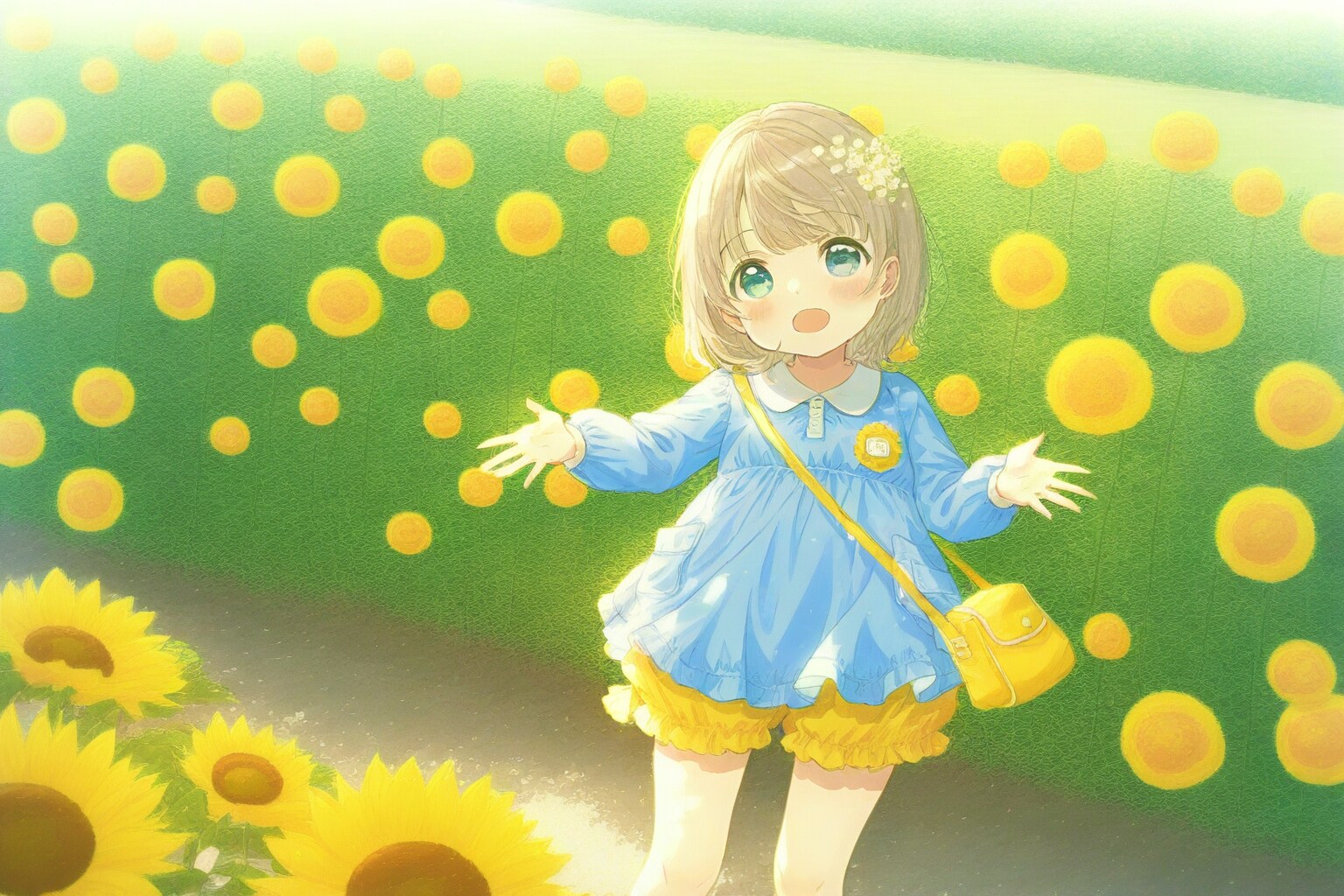 微笑みのひまわり畑 | の人気AIイラスト・グラビア