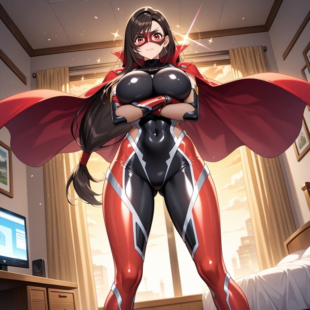 自室汚部屋でうさ耳変身ヒーローコスプレ人妻