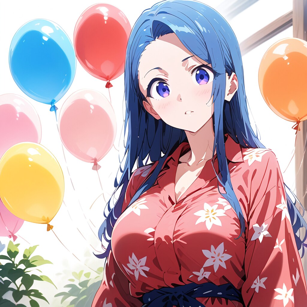 着物の女の子と風船 | の人気AIイラスト・グラビア