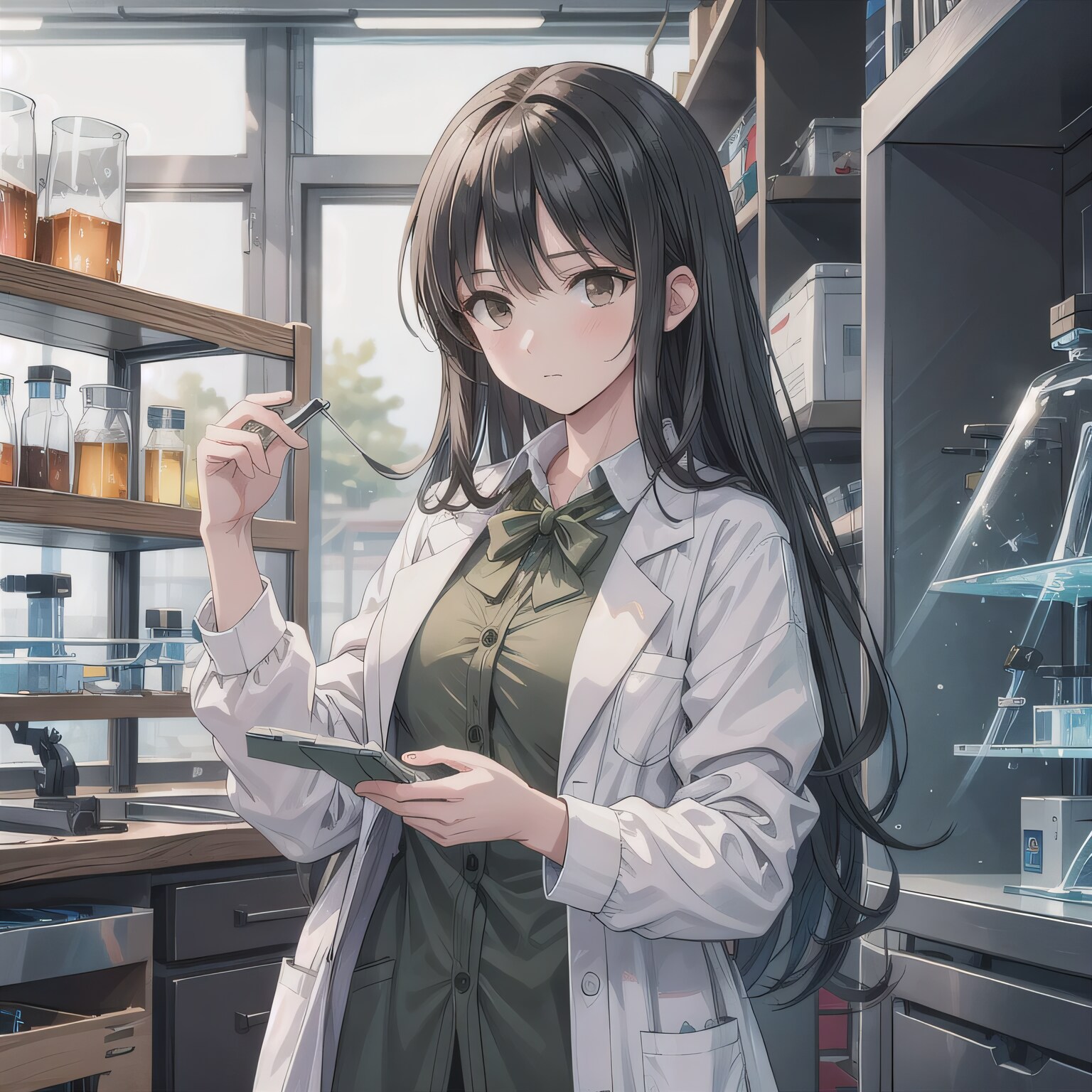 黒髪ロングで白衣の少女３８ | の人気AIイラスト・グラビア