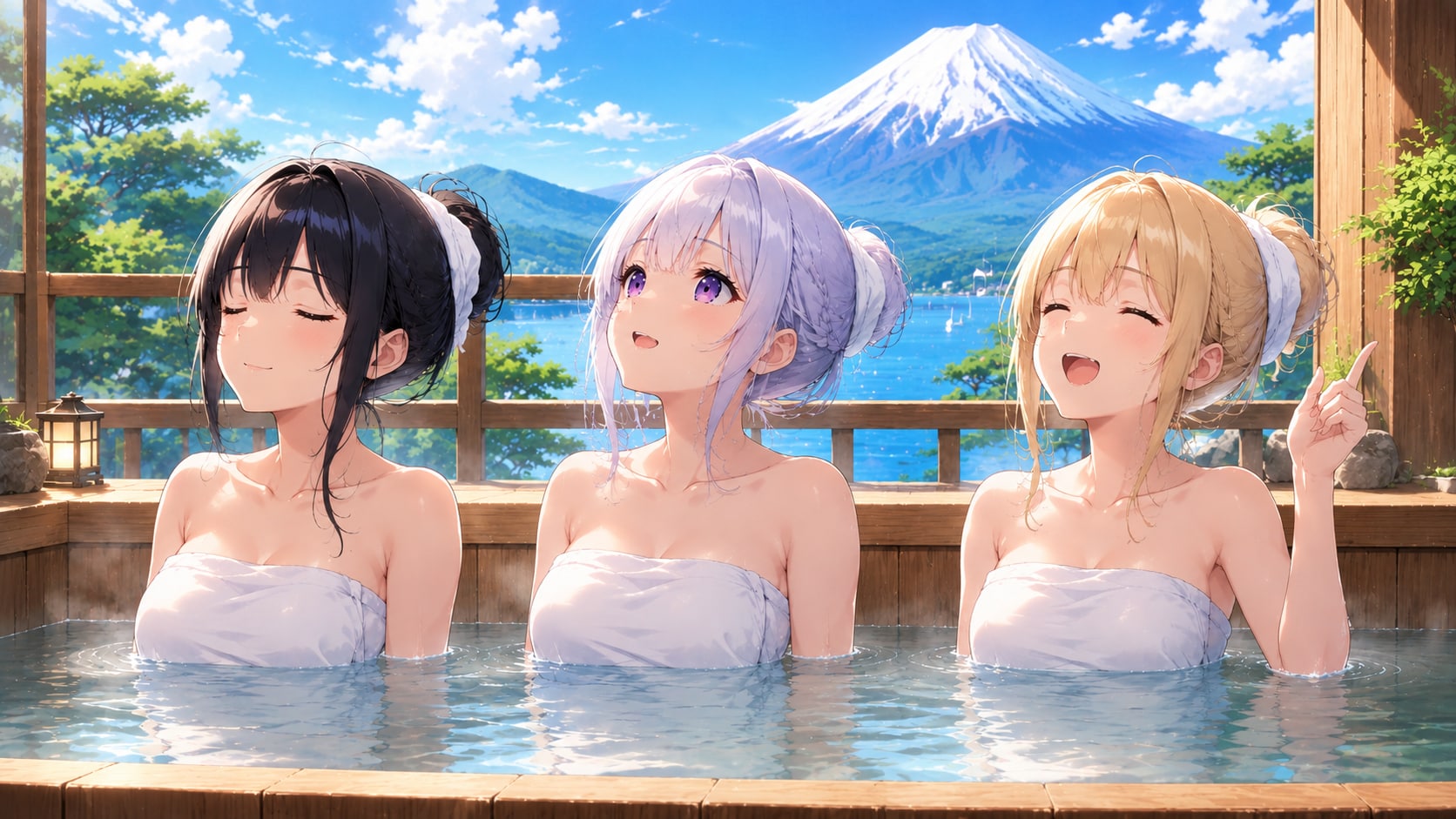 富士の見える別荘温泉 | の人気AIイラスト・グラビア