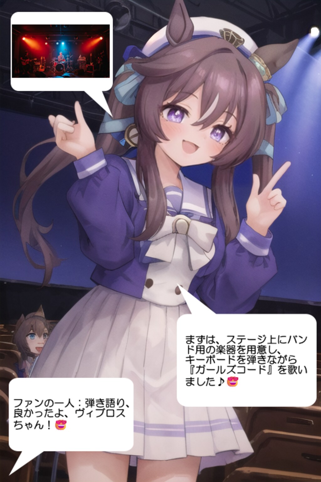 ウマ娘・ヴィブロス、大学の講堂でトークをする