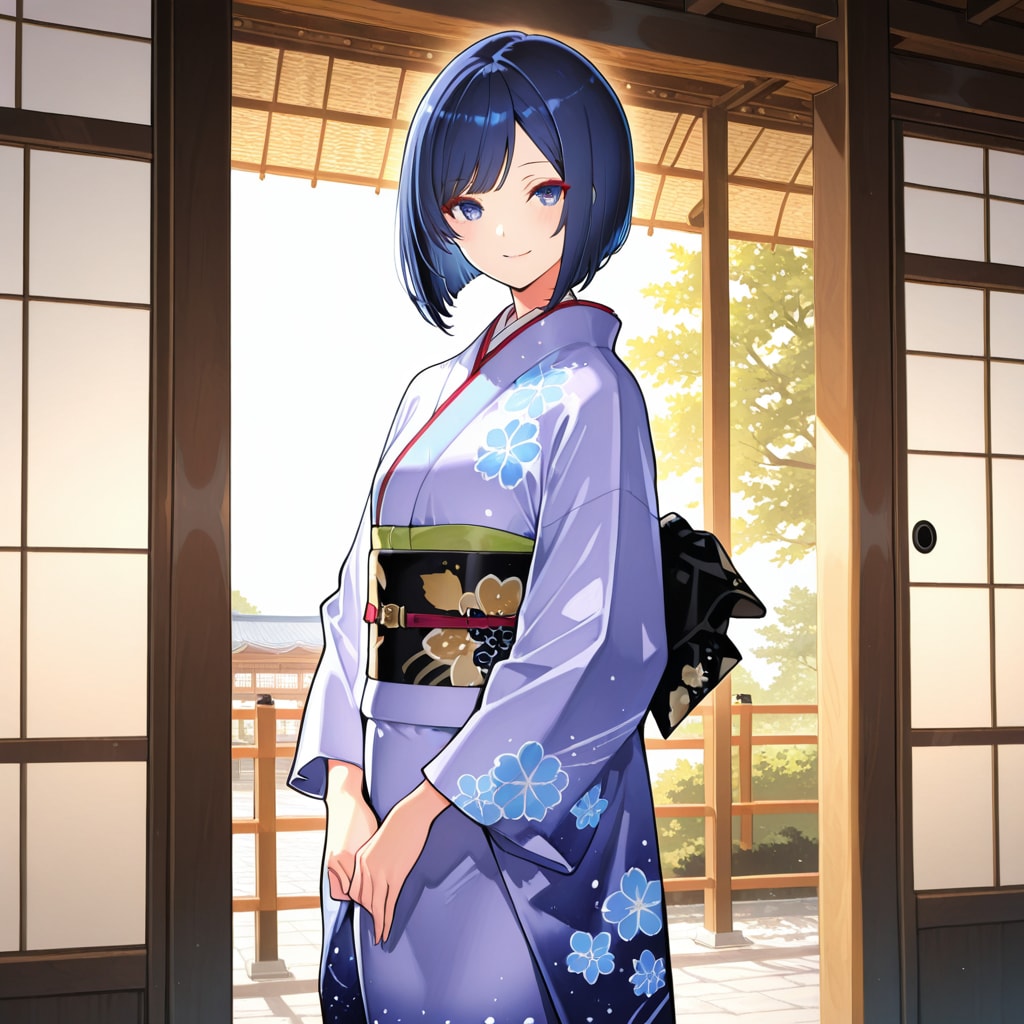 藍の町娘 ― 江戸の朝 | の人気AIイラスト・グラビア