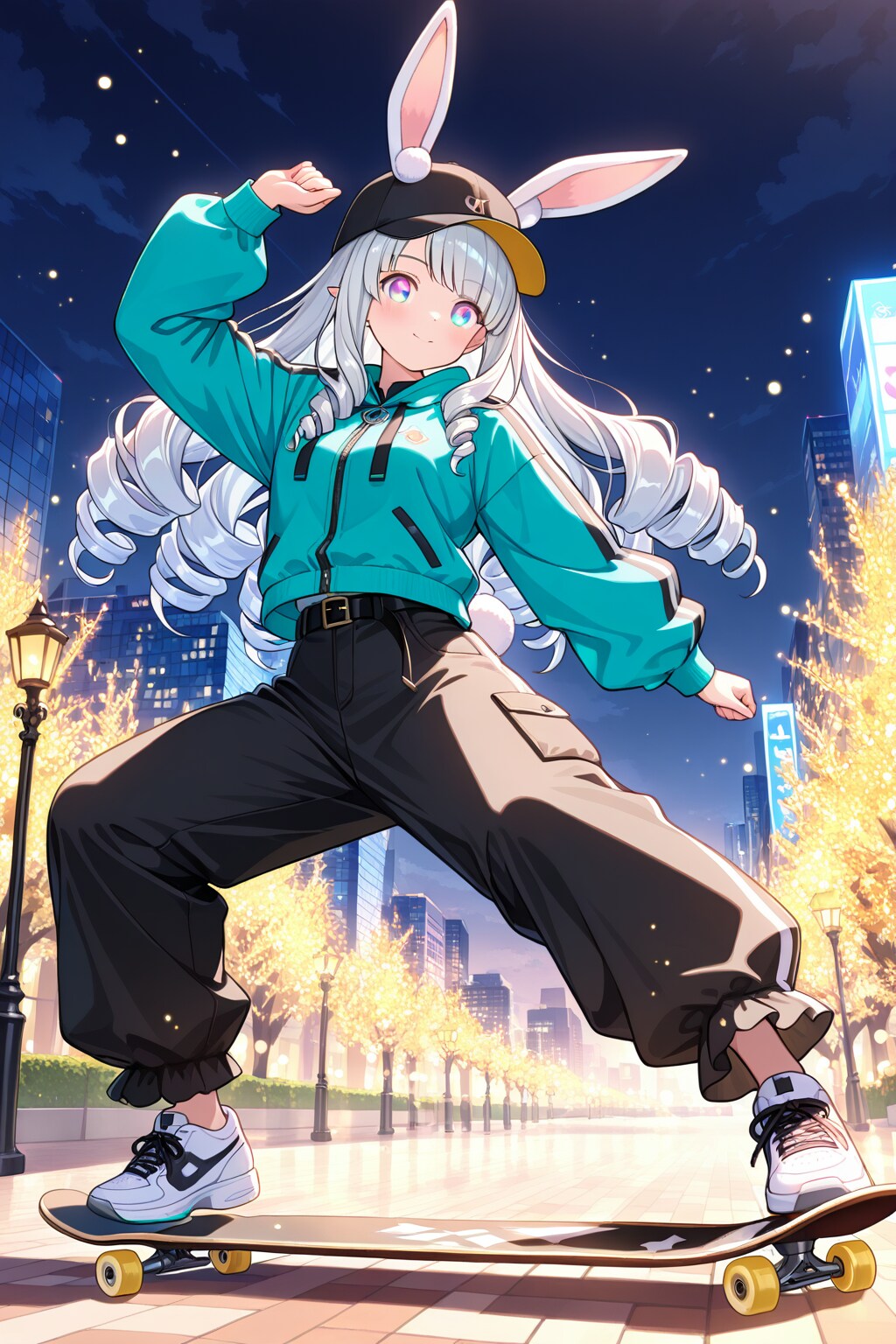 At night, the rabbit girl leaves her life as a lady and transforms into a girl who loves extreme spo | の人気AIイラスト・グラビア