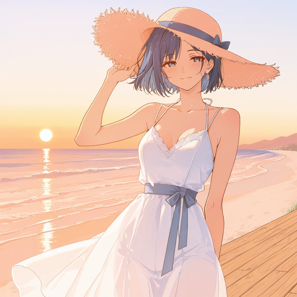 夕暮れ色の麦わら帽子