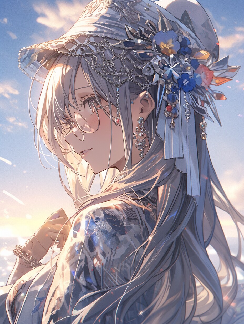 ピアスのメガネ女子