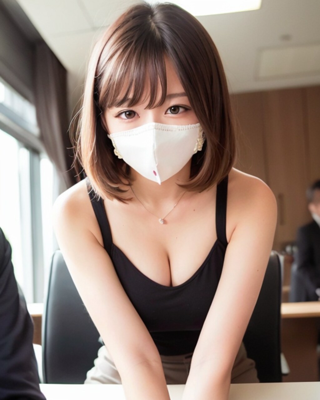 Comes to work in a camisole